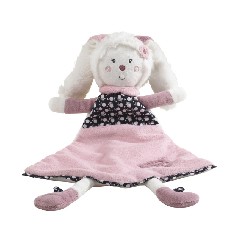  - miss fleur lune - comforter rabbit pink flower 30 cm 